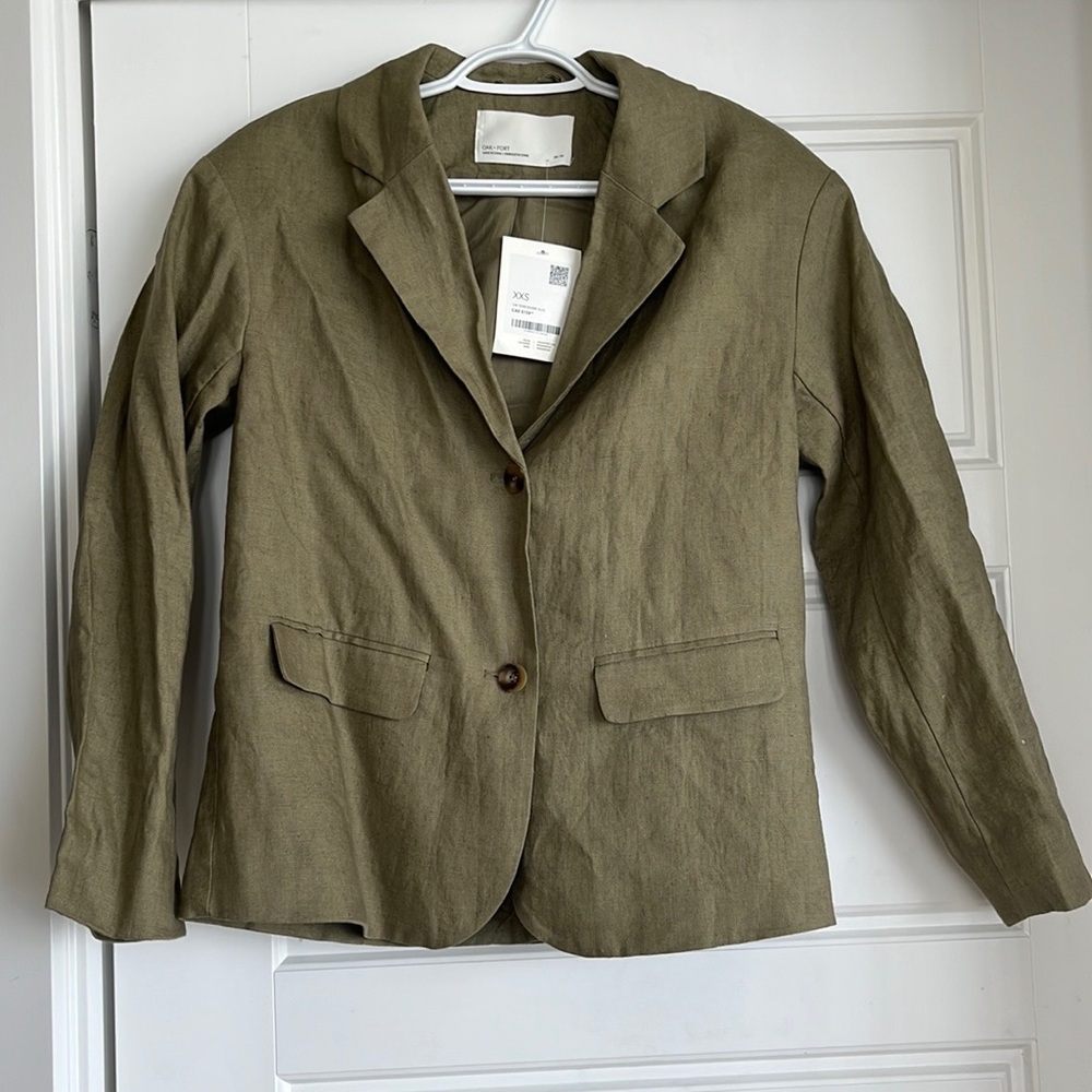 OAK + FORT - NEW linen blazer (army green)